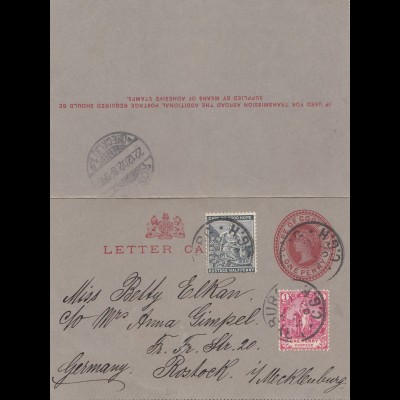 cape of good hope: 1902: letter card to Rostock/Germany