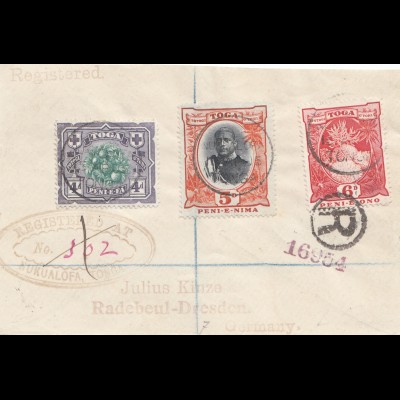 Toga: 1905: letter registered to Radebeul-Dresden