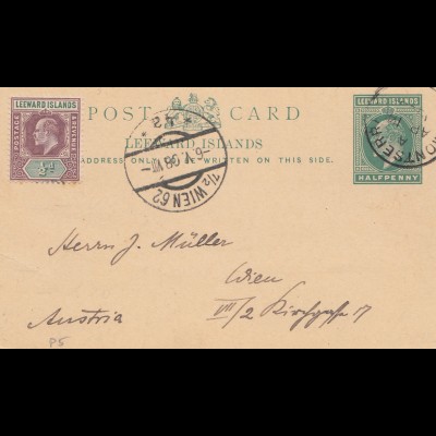 Leeward Islands: 1908: post card Montserrai to Wien/Austria