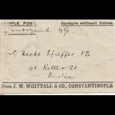 Constantinople: 1902 Sample withouth Value to Berlin