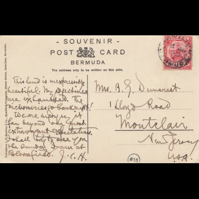 Bermuda: 1910: post card to New Jersey