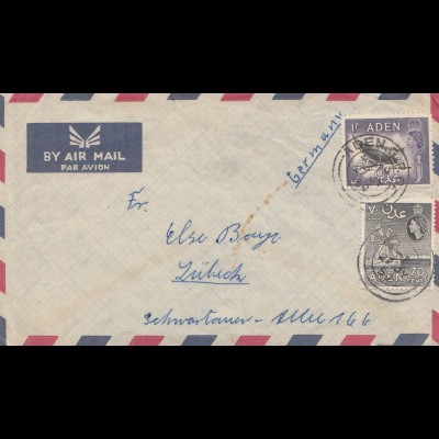 Aden: 1959 air mail to Lübeck