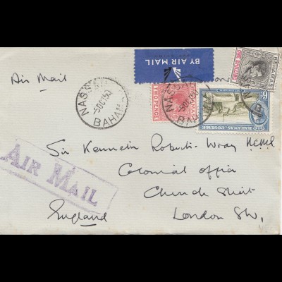 Bahamas: 1950 Air Mail Nassau to London