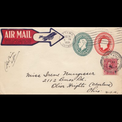 Canada: 1931: Ottawa to Ohio - Air Mail