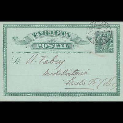 Chile: 1899: post card Santiago to Santa Fé