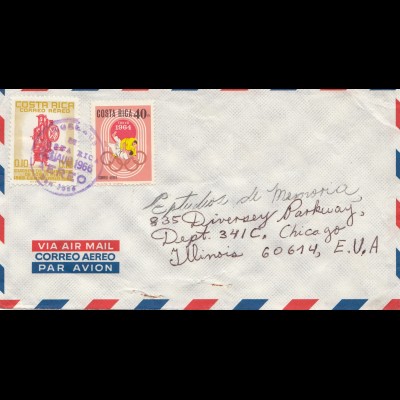 Costa Rica: 1966: San Jose air mail to Chicago