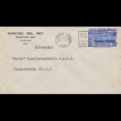 1936: letter Habana to Finsterwalde - Gummifabrik Hevea