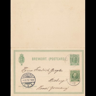 Dansk-Vestindien: post card 1909 St. Thomas to Dieburg/Germany
