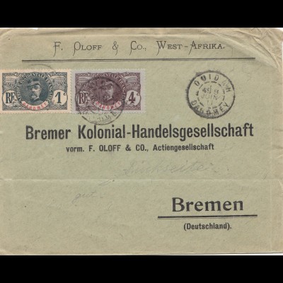 French colonies: Dahomey: 1911: Letter to Bremen