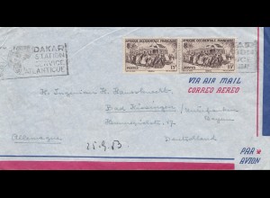 French colonies: Senegal: 1953: air mail from Dakar to Bad Kissingen