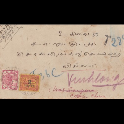 French colonies Indo-chine 1933: letter to China, TAXE