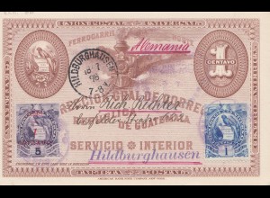 Guatemala: 1898: post card Servicio interior to Hildburghausen 