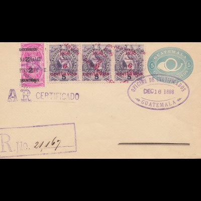 Guatemala: 1898: Registered prepared with invert overprint