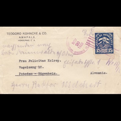 Honduras: 1928: Ampala to Potsdam - forwarded- Bad Ferienwalde