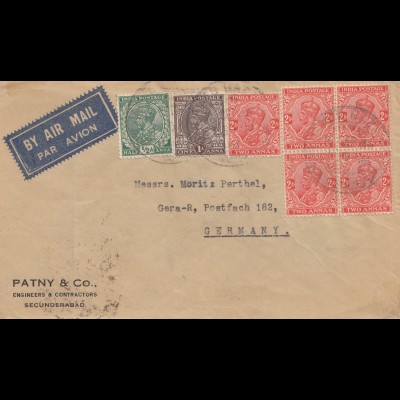 India: 1936: air Mail Secunderabat to Gera/Germany