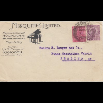 India: 1922 Rangoon to Berlin, Piano, Musical Instruments