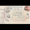 Japan 1928 travelling post card Kagawaken to Philadelphia to Holland to Brussels