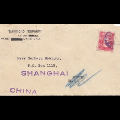 Japan cover Dairen/Manchuria to Shanghai - China, Tax