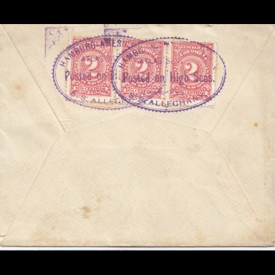 Colombia letter via Hamburg-American Linie, High Sea Posted to Hamburg