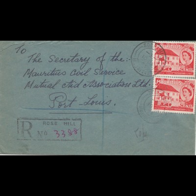 Mauritius: 1958: Registered Rose Hill to Port Louis - Civil Service