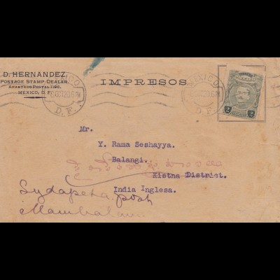 Mexico 1920: stamp dealer to India