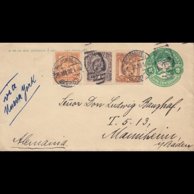 Mexico 1908: Mexico-City via New York to Mannheim/Germany