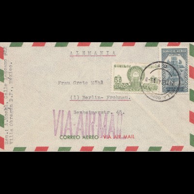 Mexico 1947: Letter to Berlin-Frohnau via Air mail