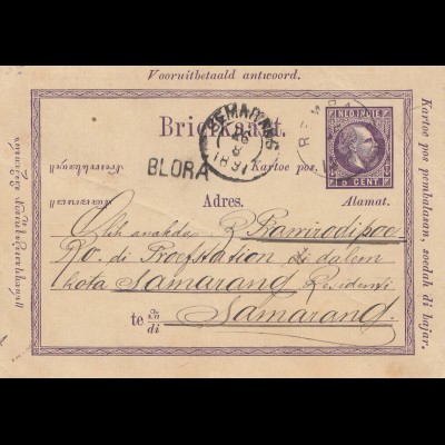 Ned. India 1891: post card to Samarand