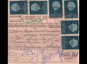 New Guinea: 1962 parcel card air mail to Leiden-Giro
