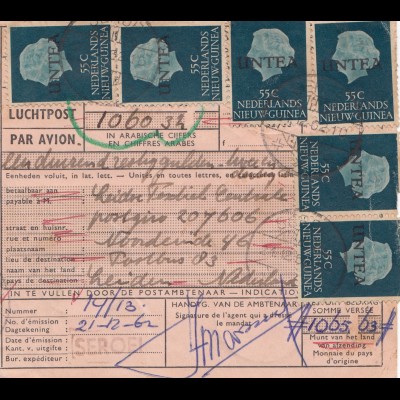 New Guinea: 1962 parcel card air mail to Leiden-Giro