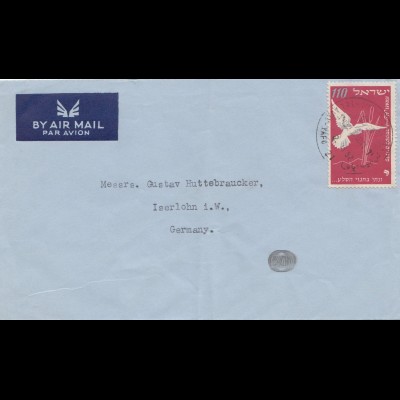 Israel 1952: air mail Tel Aviv to Iserlohn