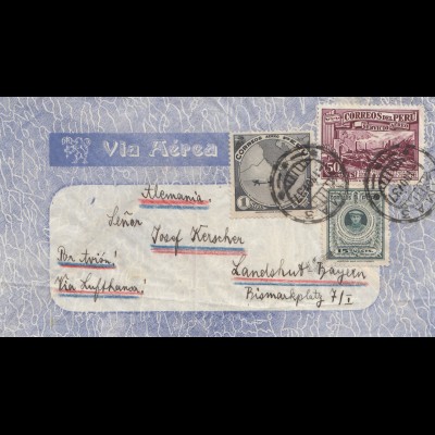 Peru 1937: air mail Lima to Landshut