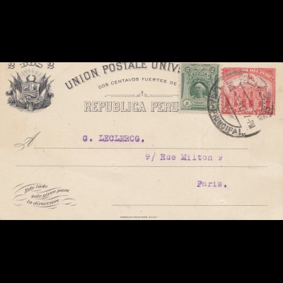 Peru 1917: Lima post card to Paris