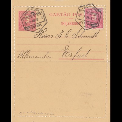 Mocambique 1908: post card Lourenco Marques to Erfurt