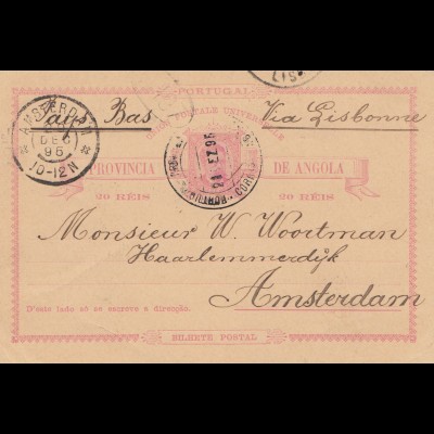 Angola: 1895: post card Cabinda to Amsterdam
