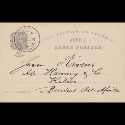 Mocambique 1898: post card to Kilwa/DOA, Deutsch Ost Afrika