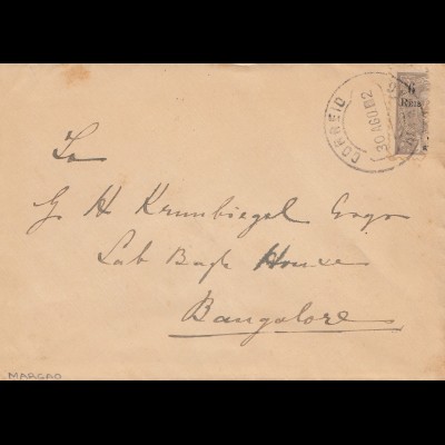 West India: 1912 letter to Bangalore