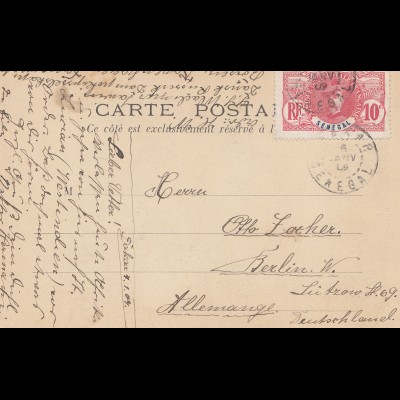 Senegal: 1909: Dakar post card La Lutte to Berlin