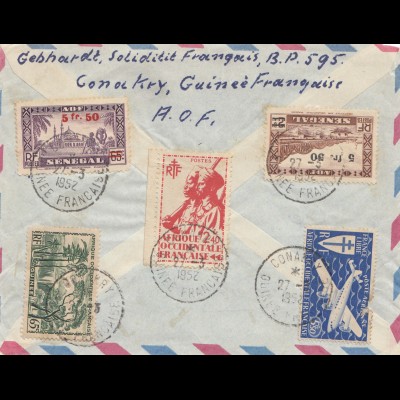 Senegal: 1952: air mail Conakry Guinee Francaise to Gmünden