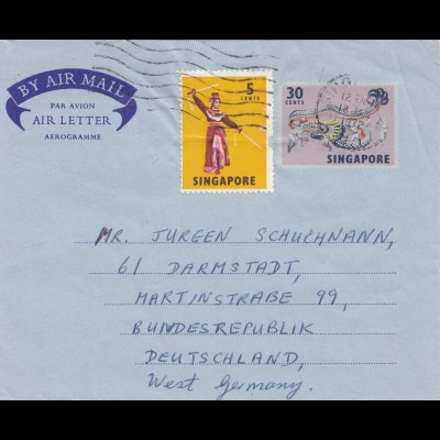 Singapore: 1972: air mail to Darmstadt