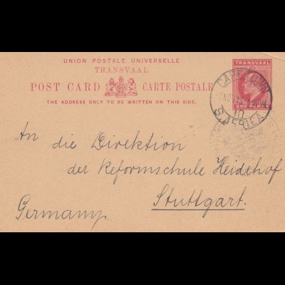 South Africa 1913: Kaiserliches Konsulat Kapstadt to Schule Heidehof/Stuttgart