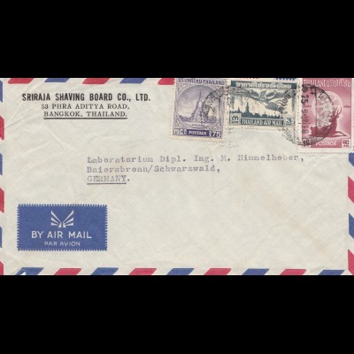 Thailand 1958: air mail Bangkok to Baiersbronn