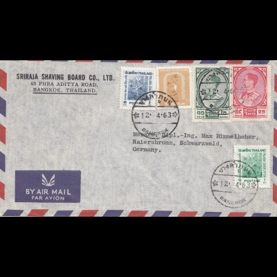 Thailand 1963: air mail Bangkok to Baiersbronn