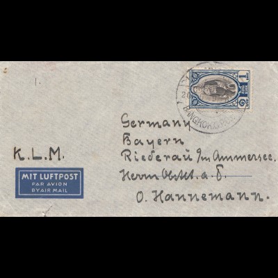 Thailand 1906: air mail via KLM Bangkok to Riederau am Ammersee