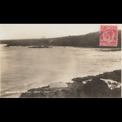 Kenya 192x: postcard Discovery of the Nile, Speke's stone to Offenbach