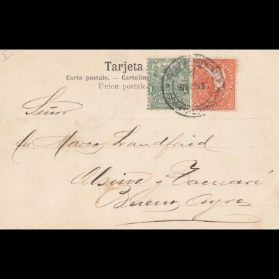 Uruguay 1906: post card MontevideoDiligencia Vadeando un Arroyo to Buenos Aires