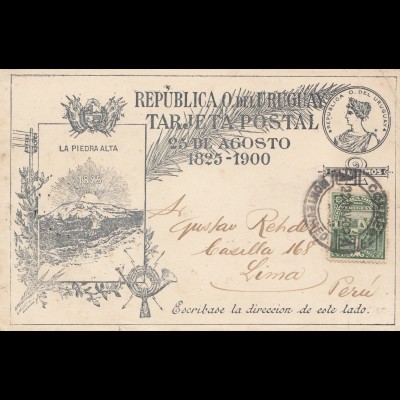 Uruguay 1900: post card Montevideo to Lima/Peru
