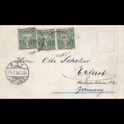 Uruguay 1899: post card Hospital Rivadavia to Erfurt