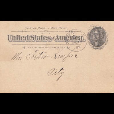 USA 1895: Post card Paterson: Gesang Verein Germania / German text