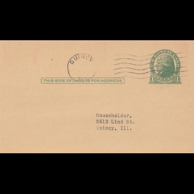 USA post card Quincy, Ill Willard Service